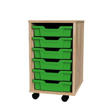 Premium 6 Shallow Tray Oak Unit Green