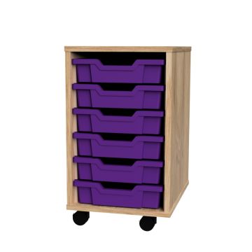 Premium 6 Shallow Tray Oak Unit Purple