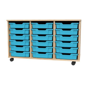 Premium 18 Shallow Tray Oak Unit Cyan