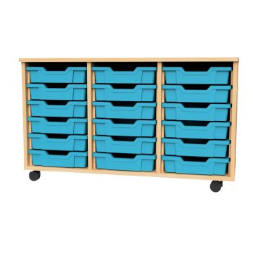 Premium 18 Shallow Tray Beech Unit Cyan