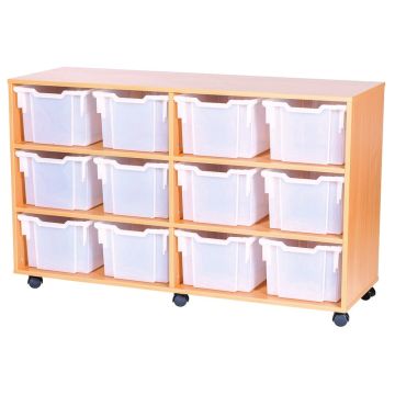 Premium 12 Extra Deep Tray Beech Unit Clear