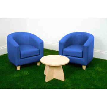 Tub Chair Set with Low Table Cobalt Blue