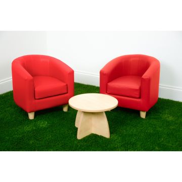 Tub Chair Set with Low Table Scarlet