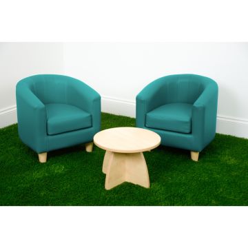 Tub Chair Set with Low Table Teal