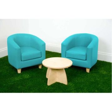 Tub Chair Set with Low Table Turquoise