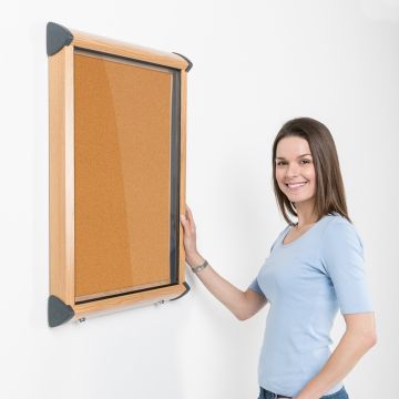 Shield Exterior Wall Mounted Showcase 750x537mm Wood Effect Frame Natural