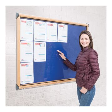 Shield Exterior Wall Mounted Showcase 1050x1182mm Wood Effect Frame Royal Blue