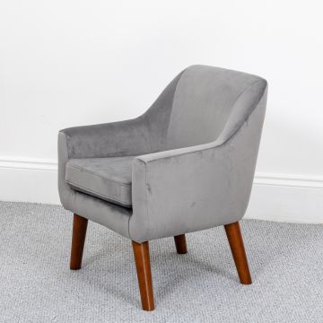 Wild Wood Children's Velvet Chair Grey