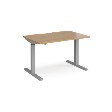 Sit-Stand Electric Desk Silver Frame Oak 1200x800mm