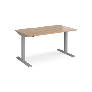 Sit-Stand Electric Desk Silver Frame Beech 1400x800mm