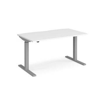 Sit-Stand Electric Desk Silver Frame White 1400x800mm