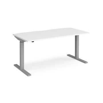 Sit-Stand Elecectric Desk Silver Frame White 1600x800mm
