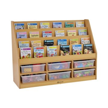 Milan Tiered Bookcase 6 Small Tray Unit Beech H900xW1200xD400