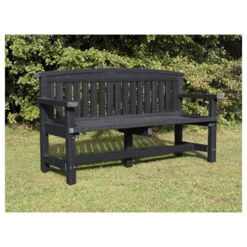 Recycled Plastic Traditional Bench 3 Seater Black