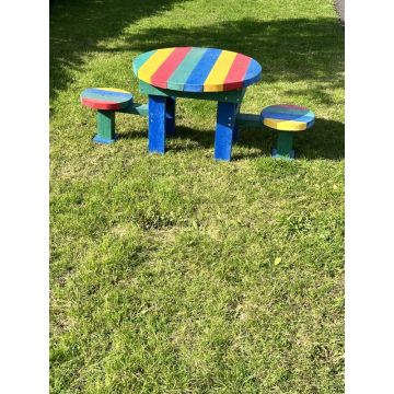 Recycled Plastic Iris Two Seater Table H610mm Rainbow
