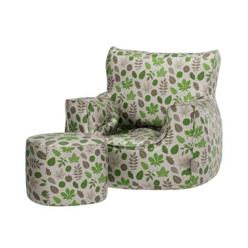 Wild Wood Beanbag & Stool Mixed Leaves Beige