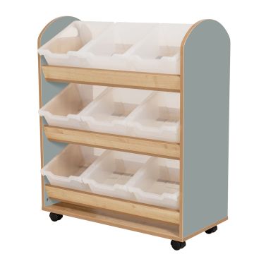 Wild Wood Tilt Tote Storage Trolley 9 Clear Tubs Fjord Green