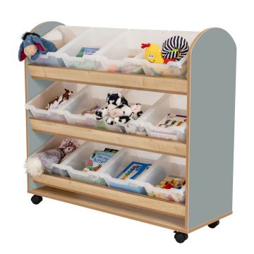 Wild Wood Tilt Tote Storage Trolley 12 Clear Tubs Fjord Green