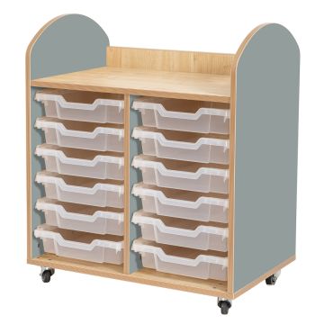 Wild Wood Tray Storage 12 Shallow Clear Trays Fjord Green