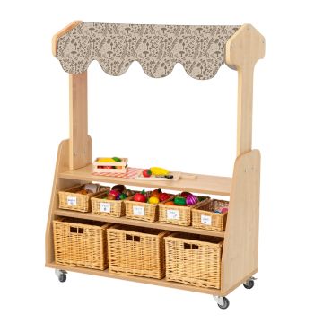 Wild Wood Mobile Market Stall with Baskets Maple with Toadstool Fabric Canopy