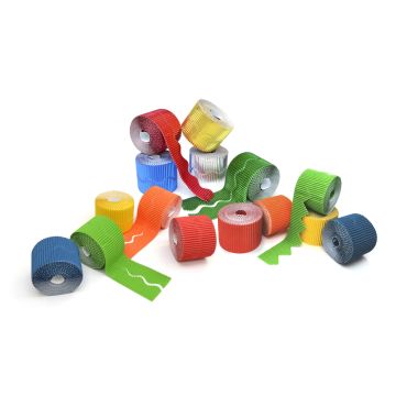 10m Scalloped Border Roll Assortment Metallic & Zig Zag Pack of 15