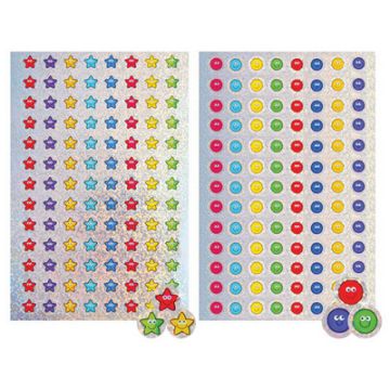 Sparkly Mini Stars & Smiley Stickers Gold Pack 832
