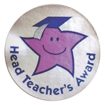 Head Teachers Award Stickers Grey/Purple Pack 50