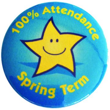 100% Attendance Badges Spring Term Pack 20