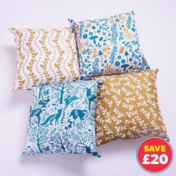 Wild Wood Woodland Cushions 40 x 40cm Pack of 4