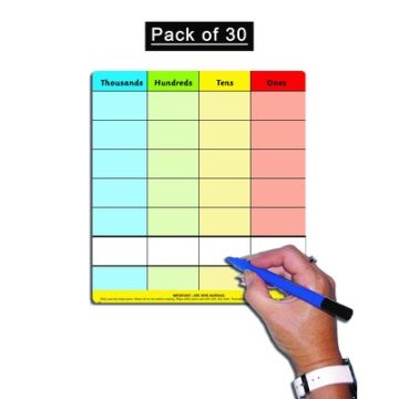 Childâ€™s Place Value Charâ€“ Th HTU Pack of 30
