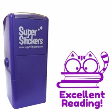 Teacher Stamp | Education Marking Stamp - Excellent Reading Cat