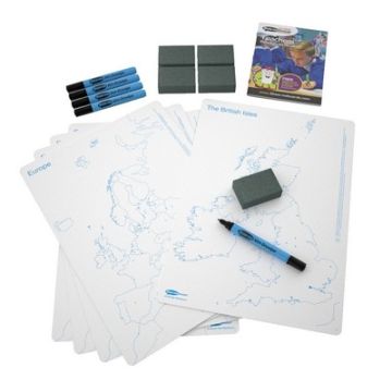 Show-me Geography Whiteboards A3 Double sided UK/Europe Map 16 pieces