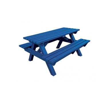 Recycled Plastic Adult Picnic Bench Blue