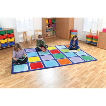 Rainbow Squares Rectangular Placement Carpet 300 x 200cm