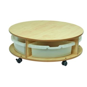Single Mobile Circular Storage Unit Clear Tubs