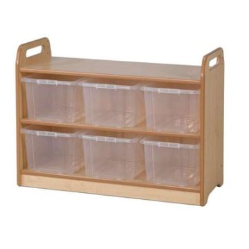 Shelf Unit with Display/Mirror Back 6 Clear Tubs