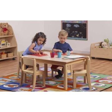Small Rectangular Table 4 Beech Stacking Chairs SH3100mm