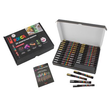 Posca PC-3M 5M 24pc Gold/Silver 