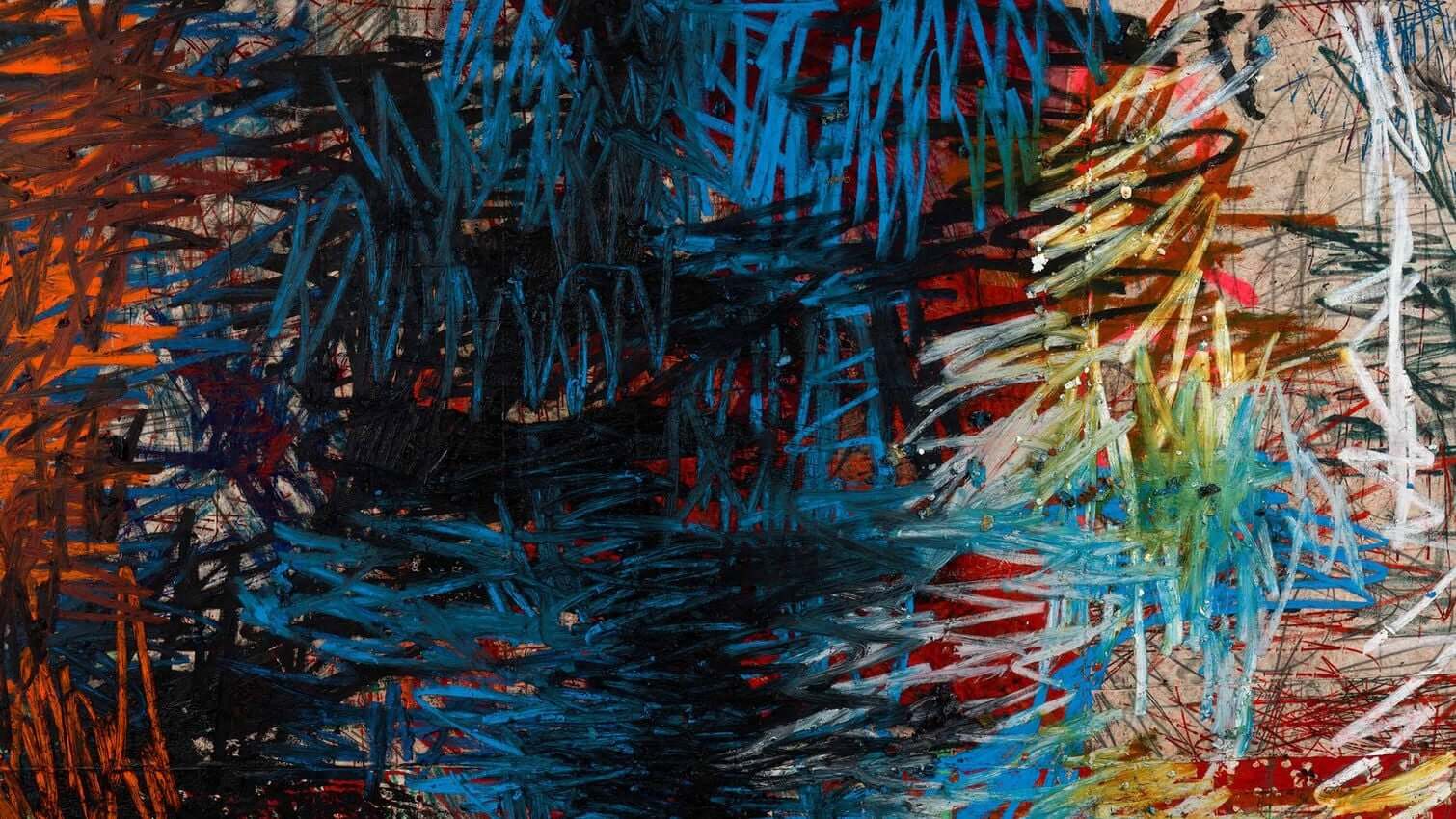 Oscar Murillo mixed-media artwork Oscar Murillo mixed-media artwork featuring painted marks and layered fabric surfaces